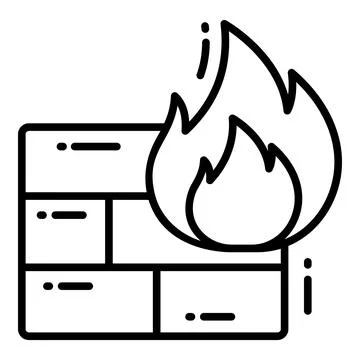 Fire Wall, Protection and security vector icons set cyber computer network .. 스톡 일러스트