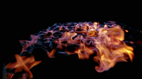 Fire wall in slow motion isolated Stock Footage 104810462
