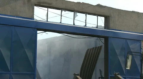 Fire in warehouse Stock Footage 549253