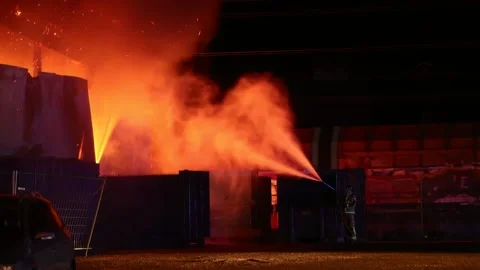 Fire in a warehouse Stock Footage 194700813