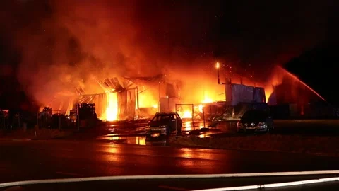 Fire in a warehouse Stock Footage 194700829
