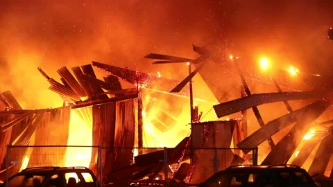 Fire in a warehouse Stock Footage 194700836