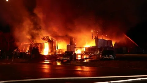 Fire in a warehouse Stock Footage 194700838