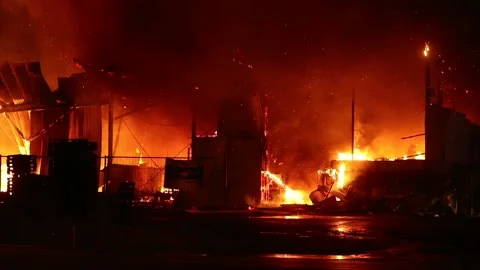 Fire in a warehouse Stock Footage 194700849