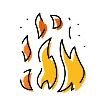 Fire warming and burning stylized doodle icon Stock Illustration