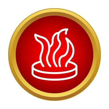 Fire warming symbol on red circle icon Stock Illustration