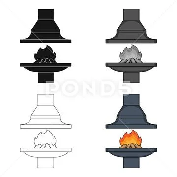 Fire, warmth and comfort. Fireplace single icon in cartoon style vector symbol Stock Illustration