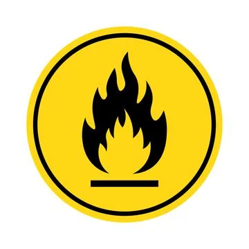 Fire warning icon, flammable sign. Chemical hazard, fire danger, flammable Stock Illustration