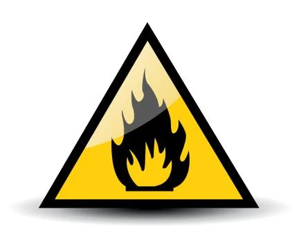 Fire warning sign on white Stock Illustration