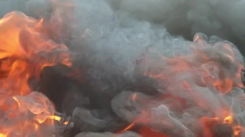 The fire was burning with black smoke Stock Footage 152300801