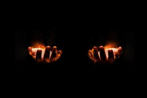 Fire was burning hands Stock Photos