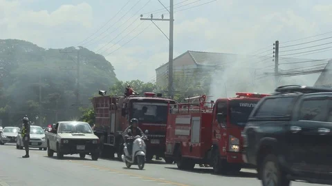 The fire was caused by a short circuit in Lamphun province. Stock Footage 114262238