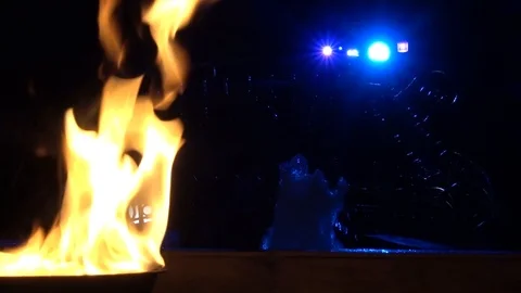 Fire water and flashlight Stock Footage 95999789