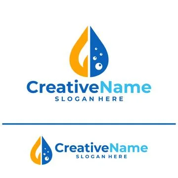 Fire with water logo design vector template, Creative fire with water waves.. Stock Illustration