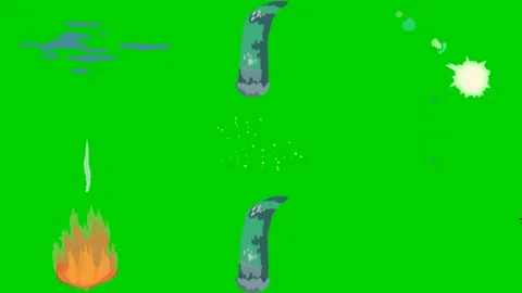 Fire Water Magic Spell Spark Wave Fish Flame Fantasy 2d animated cartoon Stock Footage 334703278