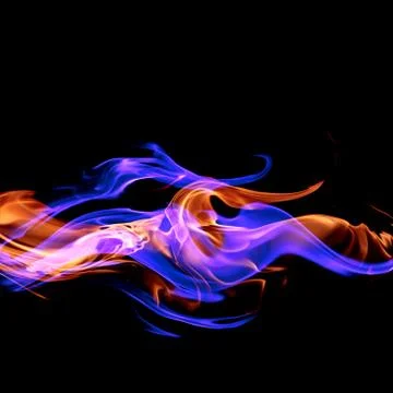 Fire - a wave of colored plasma fire elements consisting of a hot red-orange  Stock Photos