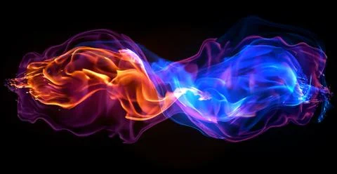 Fire - a wave of colored plasma fire elements consisting of a hot red-orange  Stock Photos