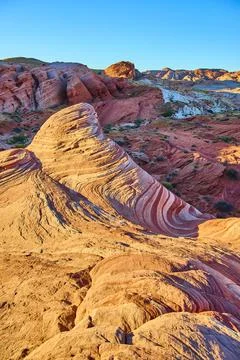 Fire Wave Sandstone Patterns at Golden Hour, Elevated View Fotos de archivo