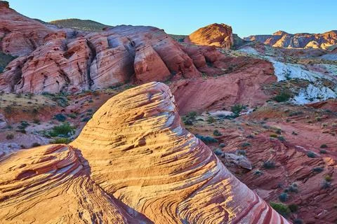 Fire Wave Sandstone Patterns Nevada Eye-Level View Fotos de archivo
