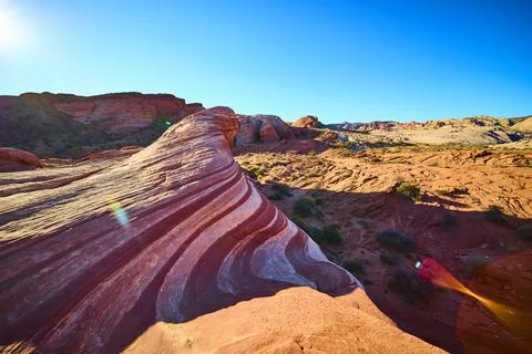 Fire Wave Sandstone Patterns Valley of Fire Eye-Level Perspective Stock-Fotos