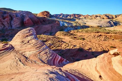 Fire Wave Sandstone Patterns in Valley of Fire Eye-Level View Stock Photos