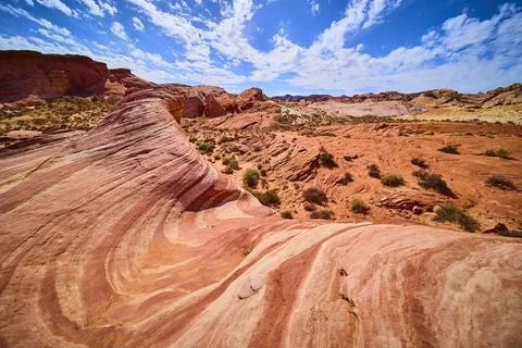 Fire Wave Sandstone Patterns in Valley of Fire Eye-Level Perspective Stock Photos