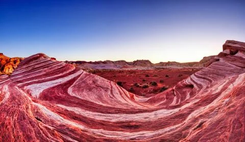 Fire Wave in Valley of Fire State Park at Dusk near Las Vegas, Nevada Stock Photos