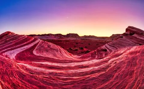 Fire Wave in Valley of Fire State Park at Dusk near Las Vegas, Nevada Stock Photos