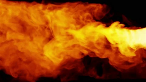 Fire waves released from right to left on black background, Fire VFX Stock Footage 156000392