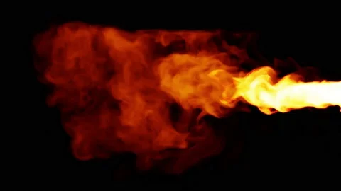 Fire waves released from right to left on black background, Fire VFX Stock Footage 156352255