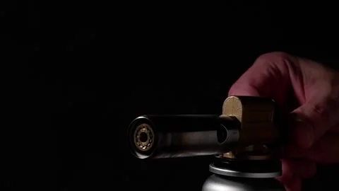 Fire when the gas burner is turned on. Slow motion. Technology. Stock Footage 168076277