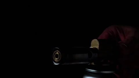 Fire when the gas burner is turned on. Slow motion. Technology. Stock Footage 168076279