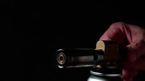 Fire when the gas burner is turned on. Slow motion. Technology. Stock Footage 168076286