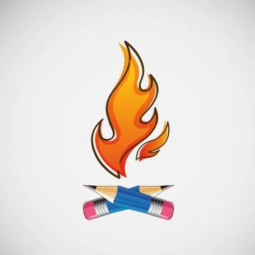 The fire, which burn pencils. Vector design イラスト素材