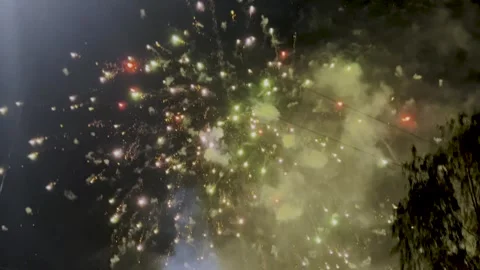 Fire woeks celebration on victory in election Stock-Footage 327059041