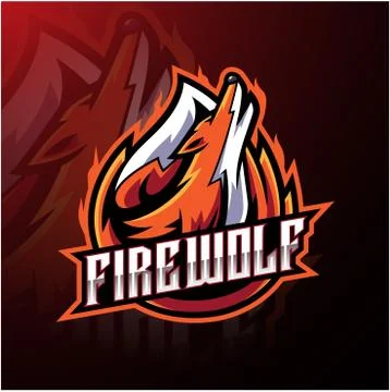 Fire wolf esport logo design Stock Illustration