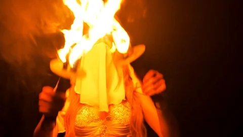 Fire woman posing Stock Footage 107078257