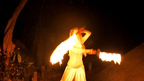 Fire woman posing Stock Footage 107078312