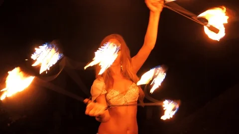 Fire woman posing Stock Footage 107078417