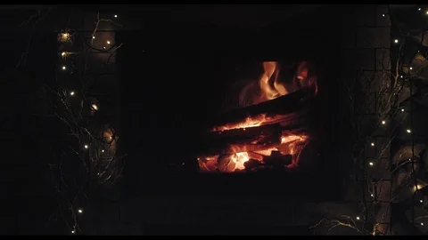 Fire wood burns in a fireplace Stock Footage 70987397