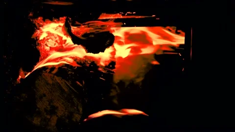 Fire of wood logs burning to make a barbecue. 4K footage Stock Footage 178094530