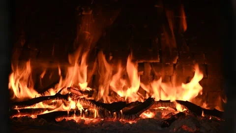 Fire in the wood oven Stock Footage 131087382