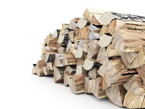 Fire wood rendered on white Stock Illustration