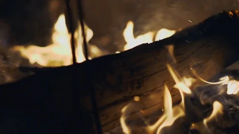 Fire with wood in slowmotion 2  Stock Footage 112893004
