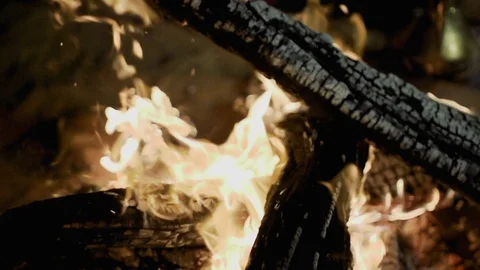 Fire with wood in slowmotion 3  Stock Footage 112892924