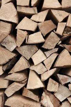 Fire wood stack, textured view of cut pieces Stock Photos