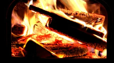 Fire in the wood stove Stock Footage 10687735