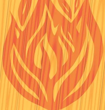Fire on wooden background Vector illustration Stock Illustration