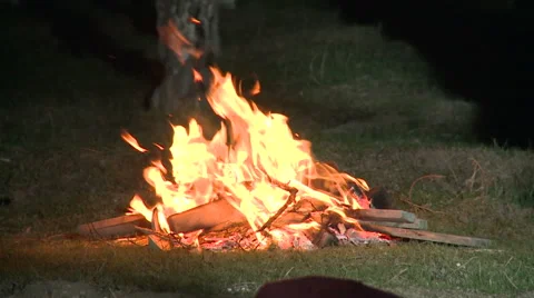 Fire in Wooden Stock Footage 46071111
