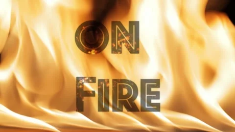 On Fire Word Art Text Title the word fire text on fire flames burning Stock Footage 296567140